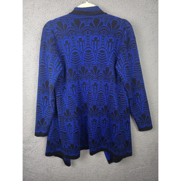 Melissa  Paige Cardigan Sweater Duster Womens PM  Blue Black Long Open Lagenlook - Picture 12 of 13